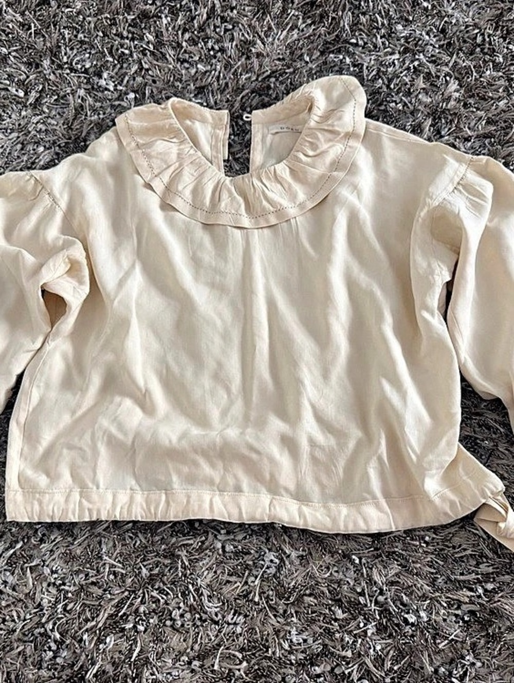 Doen Ruffled Collar Silk Blouse in Cream Size XS
